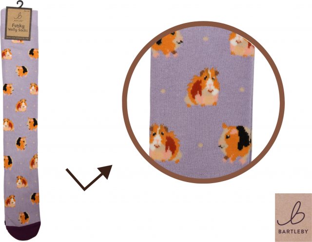 Bartleby Bartleby Ladies Welly Socks Size 4-7 Guinea Pig Print