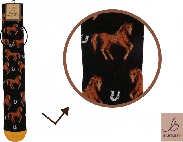 Bartleby Bartleby Ladies Welly Socks Size 4-7 Country Horse Print