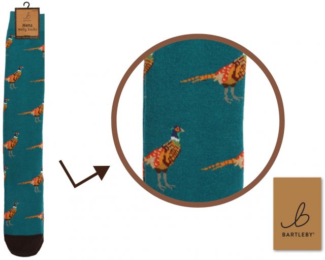 Bartleby Bartleby Mens Welly Socks Size 6-11 Golden Pheasant Print