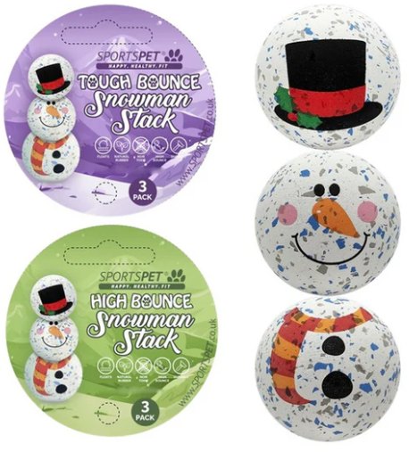 SPORTSPE Sportspet Bounce Snowman Ball 3 Pack