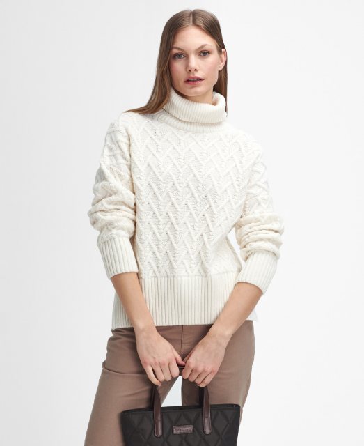 Barbour Barbour Clarence Knitted Aran Jumper White