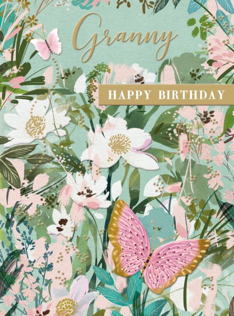 Floral Granny Happy Birthday Card