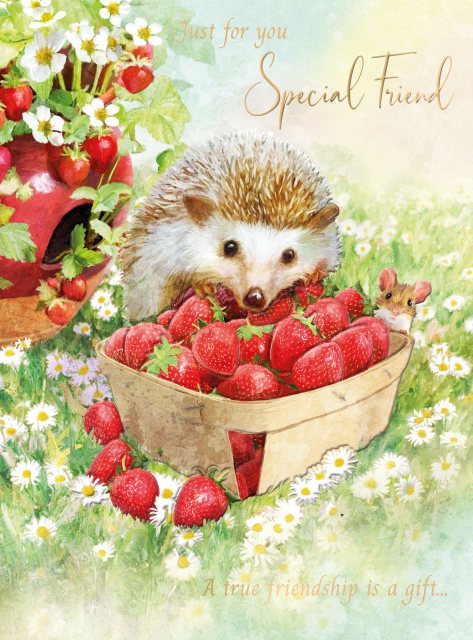 Hedgehogs & Strawberries Special Friend Card