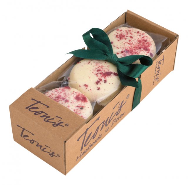 Teonis White Chocolate & Raspberry Covered Cookies 220g