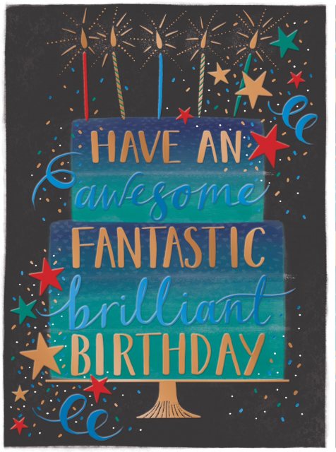 Tropicool Cake & Stars Birthday Card