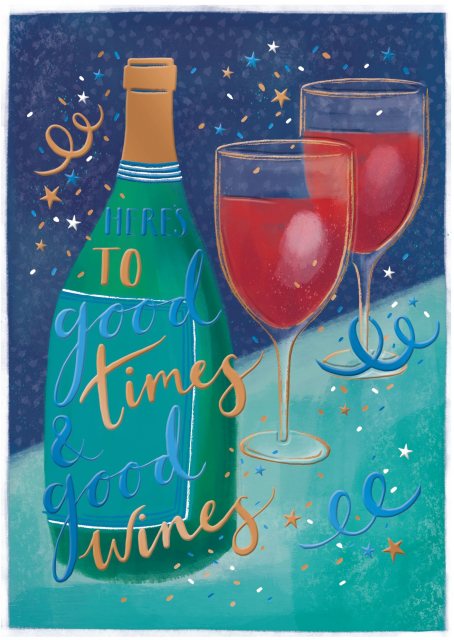 Tropicool Good Wines Birthday Card