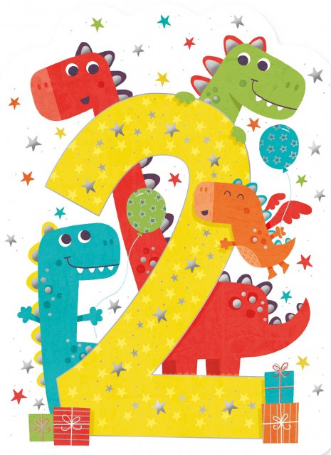 Dinosaurs 2nd Birthday Card