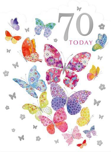 Butterflies 70 Today Birthday Card