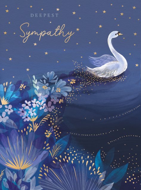 Floral Swan Deepest Sympathy Card