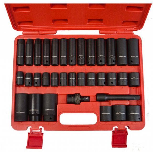 Jefferson Tools Jefferson 1/2" Impact Socket Set 34 Piece