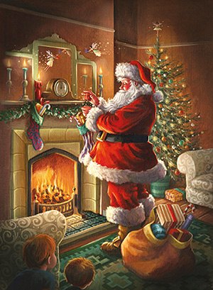 Christmas Card Santa By The Fire