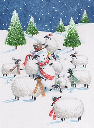 Christmas Card Snowy Sheep