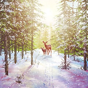 Christmas Card Reindeer In Snow