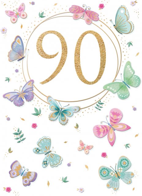 Butterflies 90th Birthday Card