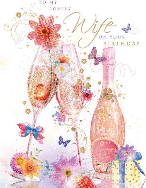 Champagne Wife Birthday Card