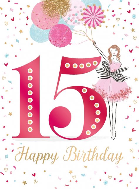 Balloons 15th Birthday Card