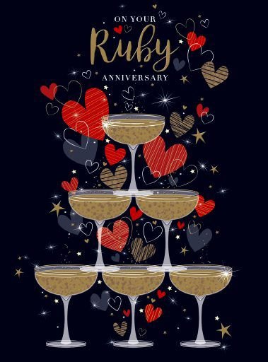 Drink Tower Ruby Anniversary Card