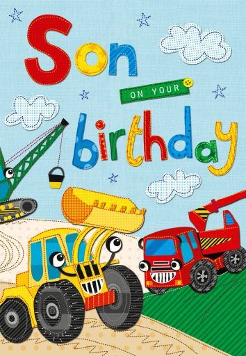 Diggers Son Birthday Card