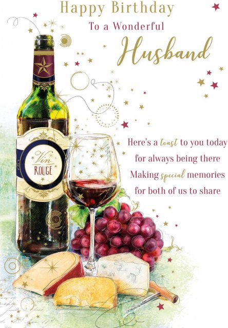 Cheese & Wine Husband Birthday Card