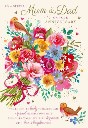 Bunch Of Flowers Mum & Dad Anniversary Card