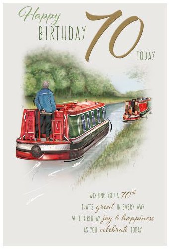 Canal Boat 70 Today Birthday Card