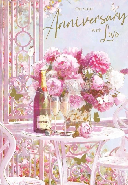 Bubbly & Flowers Anniversary Card