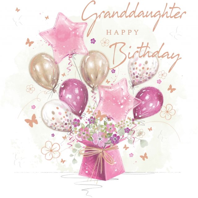 Blush Balloons Granddaughter Birthday Card