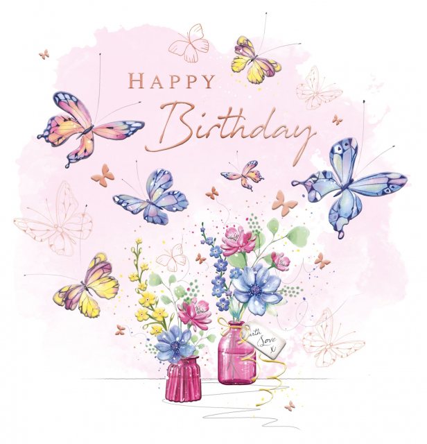 Blush Birthday Butterflies Card