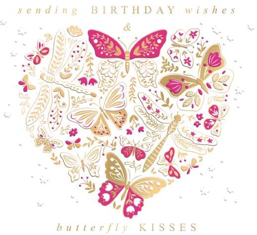 Butterfly Heart Birthday Wishes Card