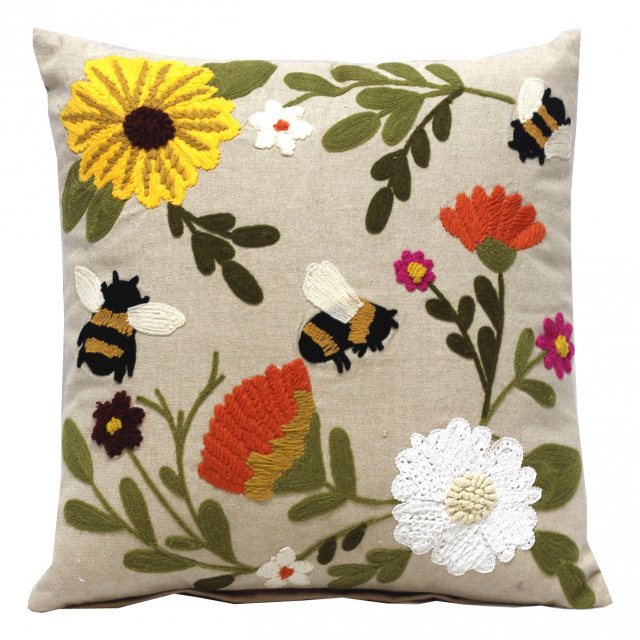 Jardinopia Embroidered Floral Cushion