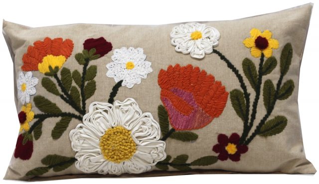 Jardinopia Embroidered Floral Cushion