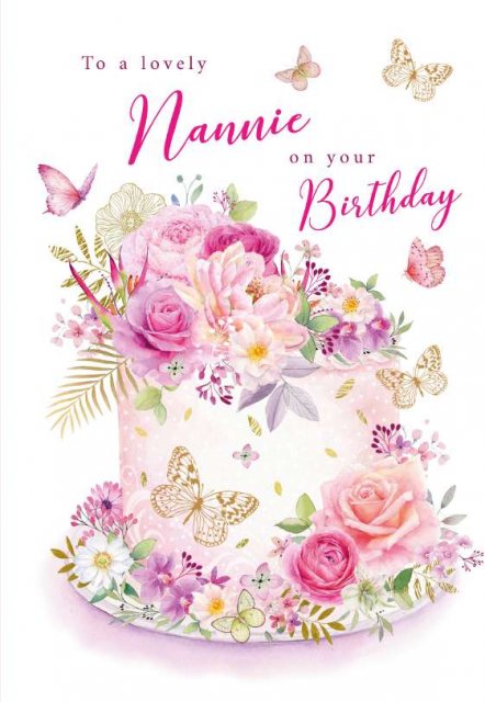 Floral Cake Nannie Birthday Card