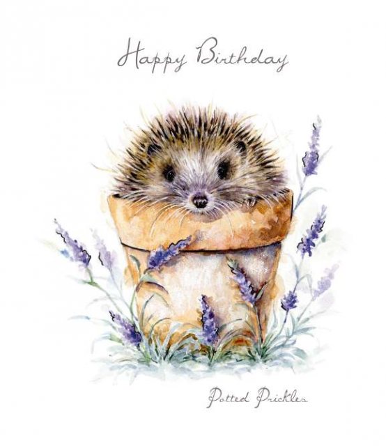 Paw Potted Prickles Hedgehog Birthday Card