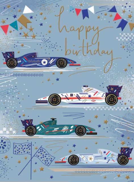 Racing Cars Happy Birthday Card