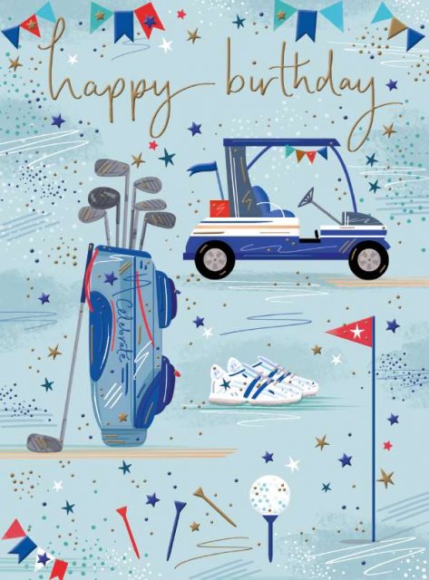 Golf Buggy Happy Birthday Card