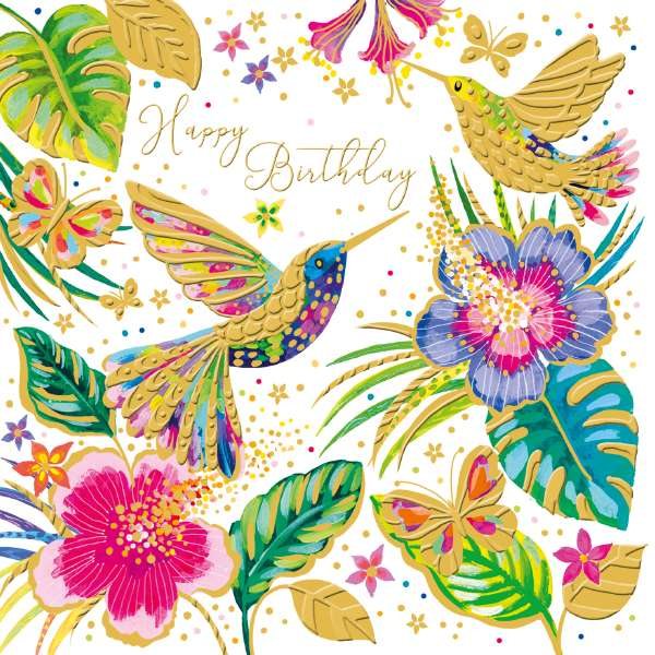 Alina Hummingbirds Happy Birthday Card