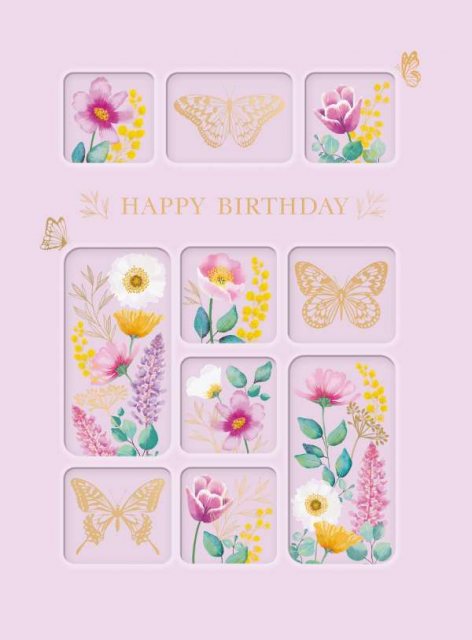 Floral Lilac Panel Birthday Card