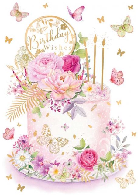 Floral Birthday Cake Card