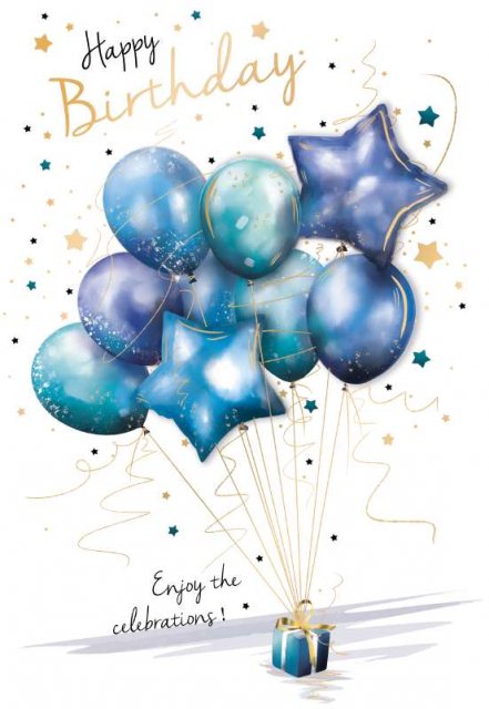 Blue Balloons Birthday Card