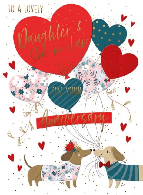 Spritz Dogs & Heart Daughter & Son In Law Anniversary Card