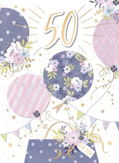 Spritz Balloons 50th Birthday Card