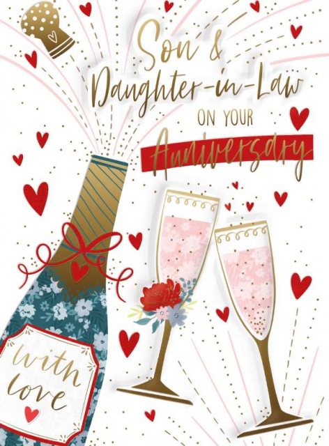 Spritz Popping Cork Son & Daughter In Law Anniversary Card