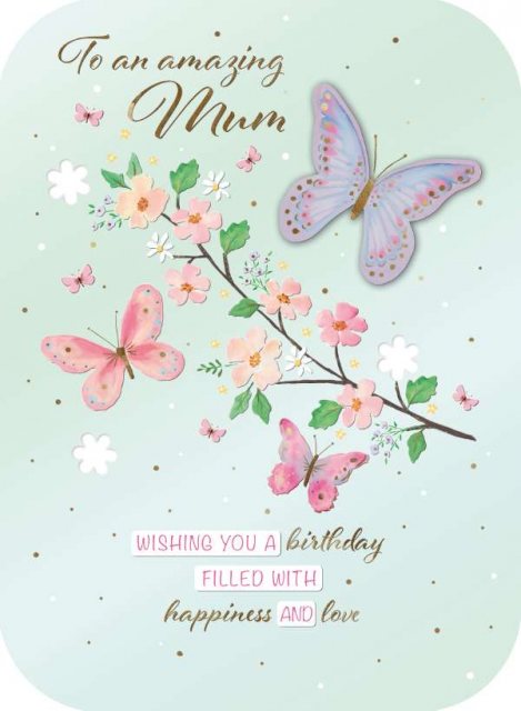 Spritz Butterflies Mum Birthday Card