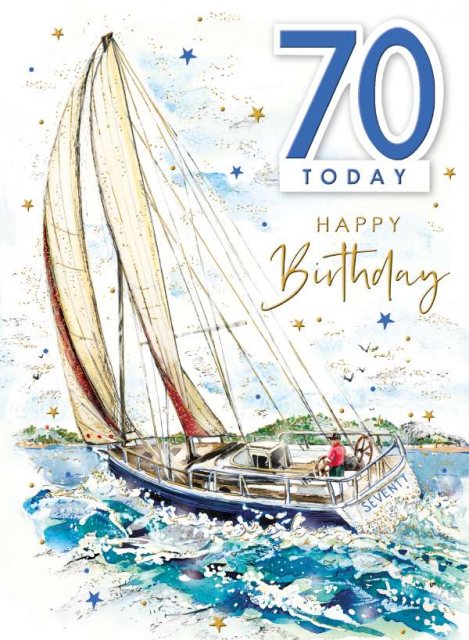 Spritz Sailing Boat 70 Today Birthday Card