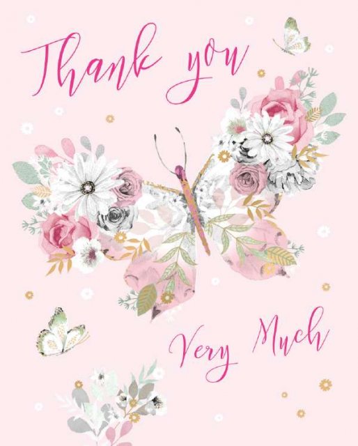 Floral Butterfly Thank You Card