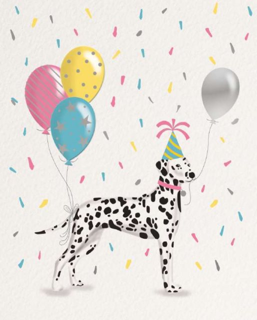 Dalmation & Balloons Birthday Card