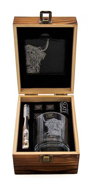 Just Slate Highland Cow Drinks Set