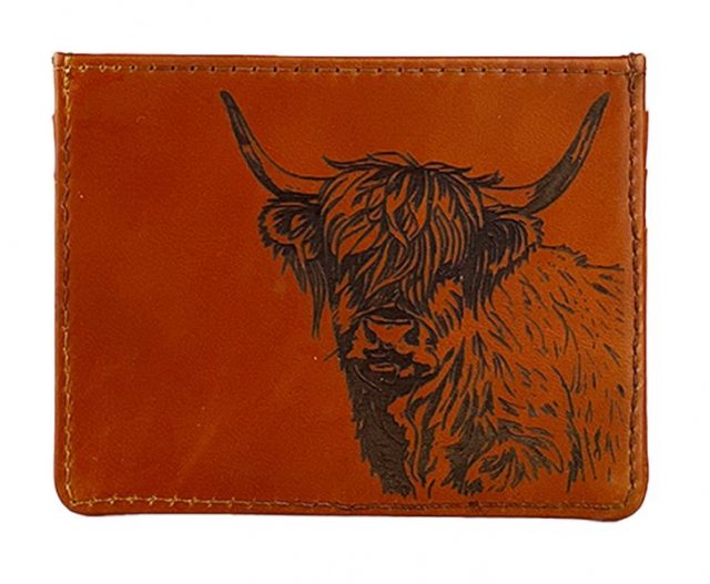 Just Slate Leather Wallet Highland Cow