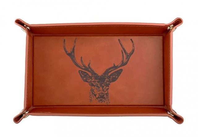 Just Slate Leather Trinket Tray Stag