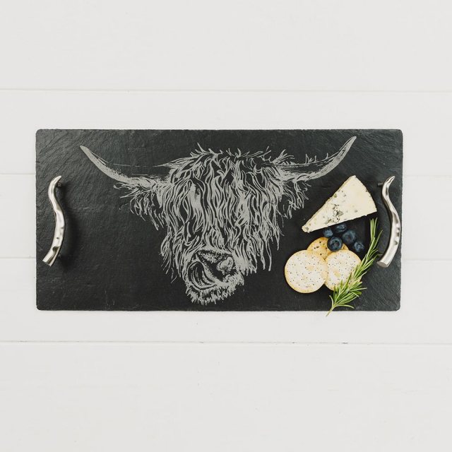 Just Slate Highland Cow Slate Serving Tray